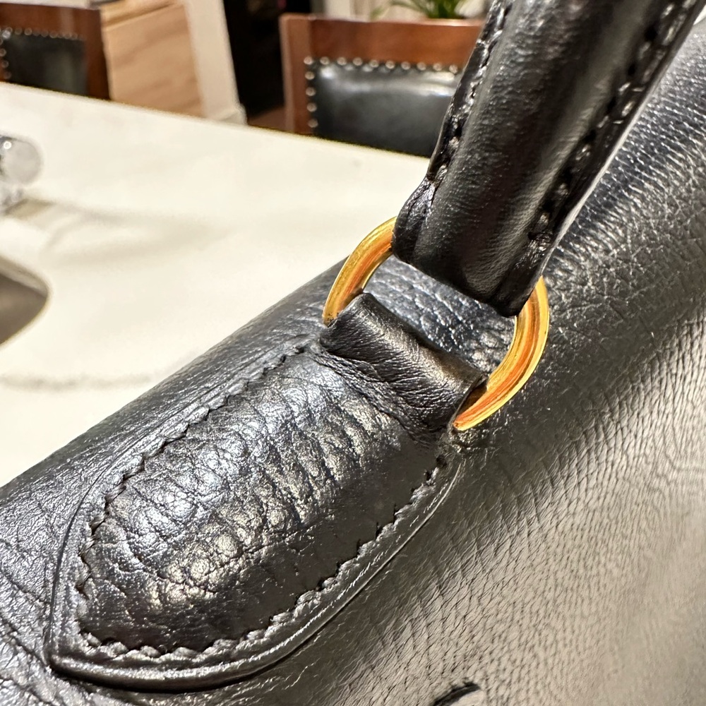 HERMES Kelly 32 Black Ardennes Leather, GHW, Sellier X Circle - Picture 8 of 16